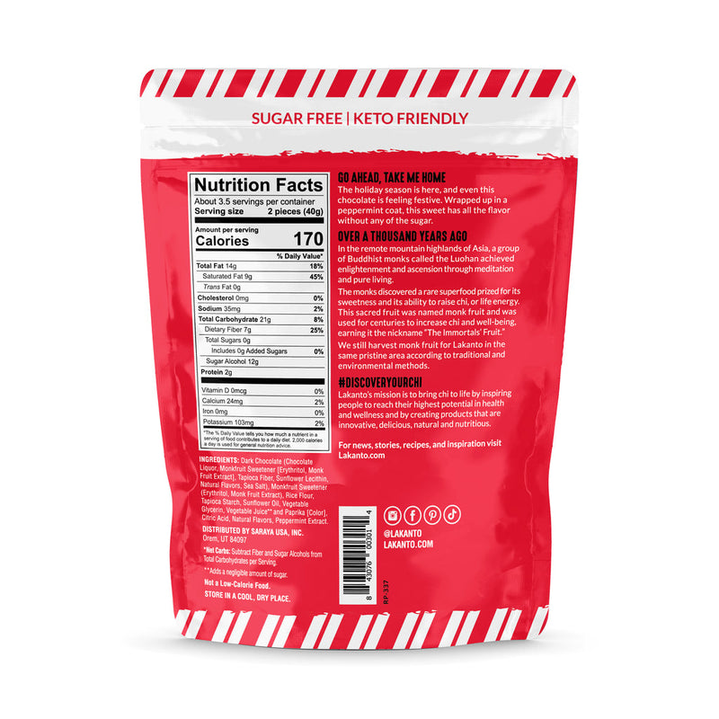 Lakanto Monkfruit Sweetened Peppermint Chocolate Bark, 5 oz