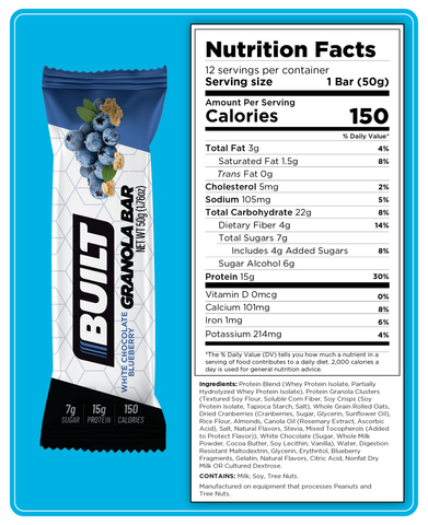 Built Bar Protein Granola Bar - White Chocolate Blueberry 