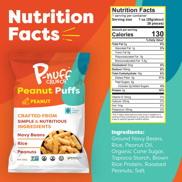 Baked Peanut Puff Snack by P-Nuff Crunch - Classic Roasted Peanut 