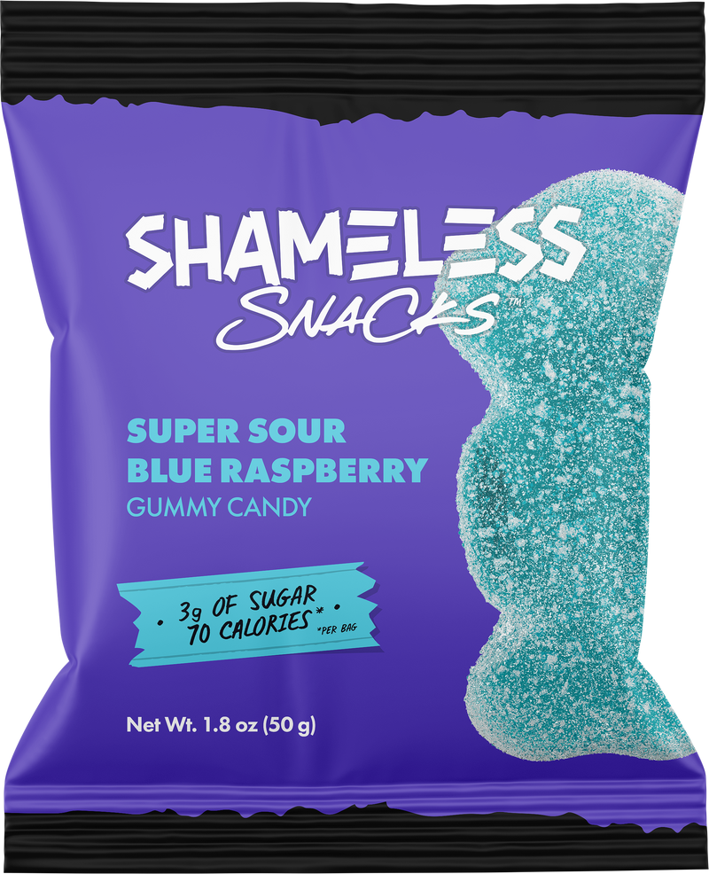 Gummy Candy by Shameless Snacks - Super Sour Blue Raspberry 