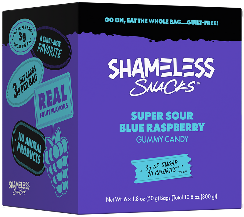 Gummy Candy by Shameless Snacks - Super Sour Blue Raspberry 