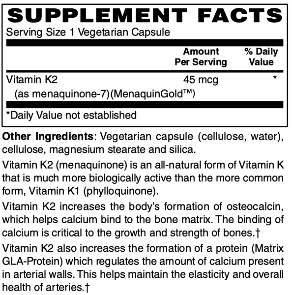 Vitamin K2 Vcaps 60's by Netrition