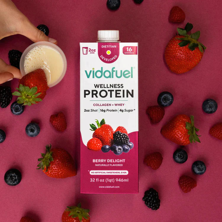 Wellness Protein Drink by VidaFuel - 16g Collagen & Whey Protein Per 2oz Shot