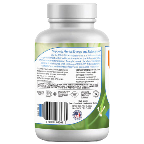 Ashwagandha 600mg Kosher Capsules by Zahler