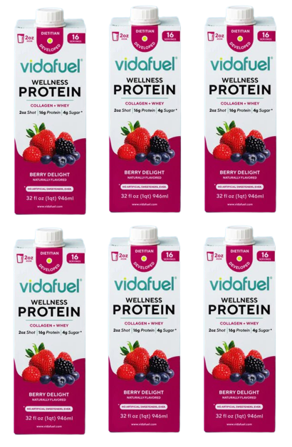 Wellness Protein Drink by VidaFuel - 16g Collagen & Whey Protein Per 2oz Shot