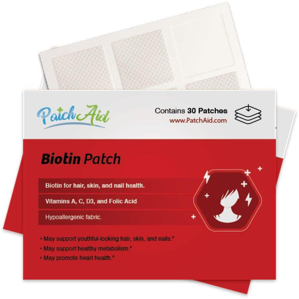 Biotin Plus Vitamin Patch for Hair Skin and Nails by PatchAid - 30-Day Supply - Vitamin Patch