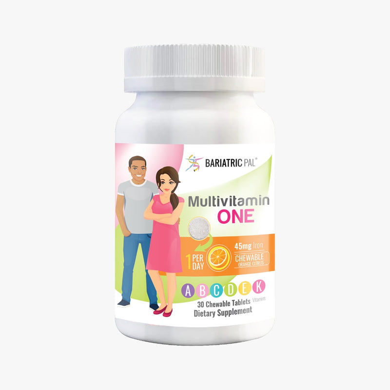 BariatricPal Multivitamin ONE "1 per Day!" Bariatric Multivitamin Chewable with 45mg Iron - Orange Citrus (NEW!)