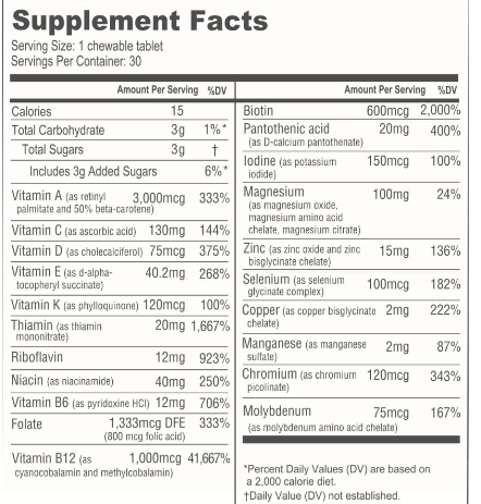 BariatricPal Multivitamin ONE "1 per Day!" Bariatric Multivitamin Chewable & IRON-FREE - Orange  Citrus