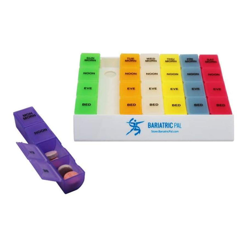Jumbo 24/7 4 Times a Day VItamin & Pill Organizer with Removable Daily Pill Boxes in Organizer Tray by BariatricPal 