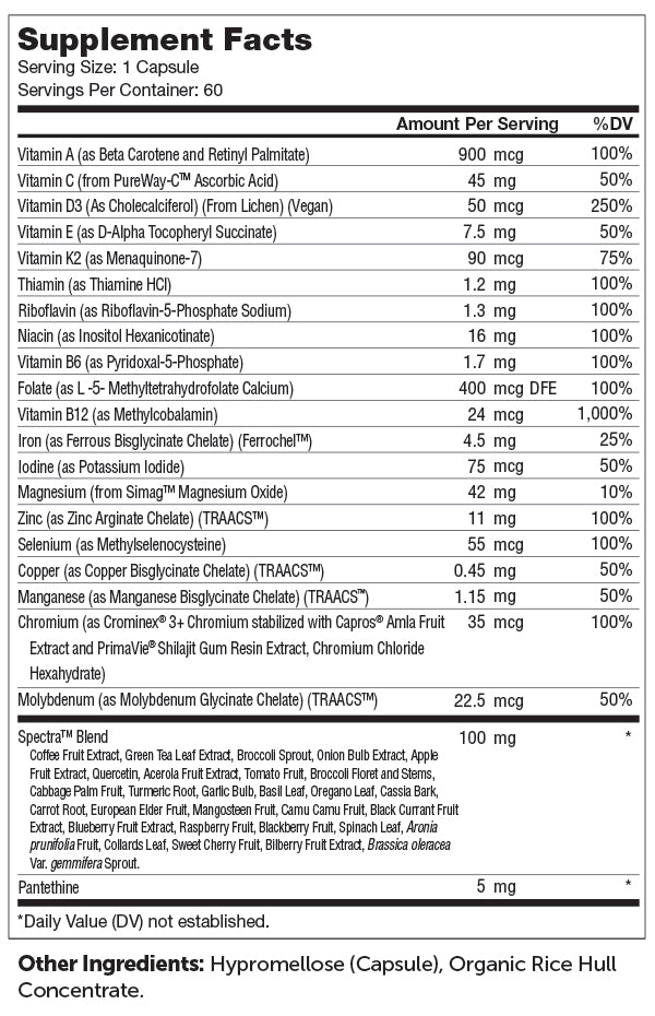 Multivitamin One Daily Vegan & Kosher Capsules by Zahler