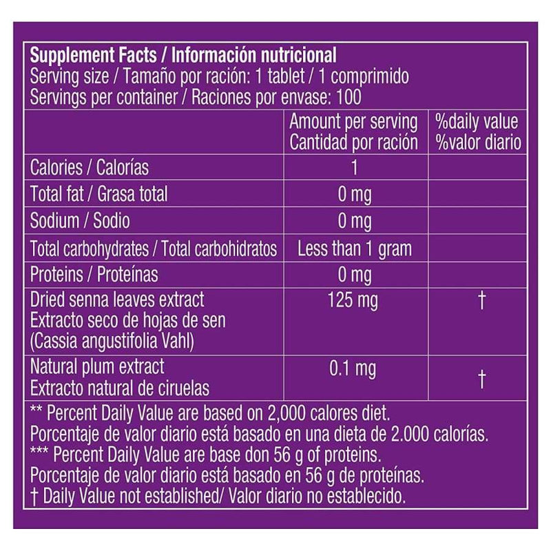 Prunelax Ciruelax Natural Laxative - Maximum Relief Coated Tablets (100ct) 