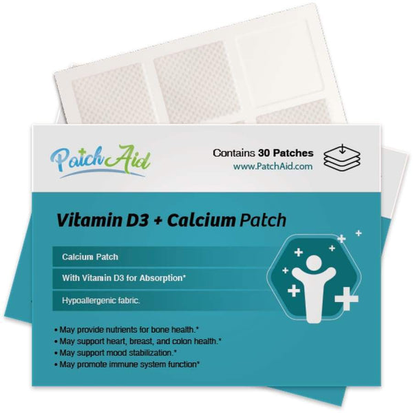 Vitamin D3 Plus Calcium Vitamin Patch by PatchAid - 30 Day Supply - Vitamin Patch